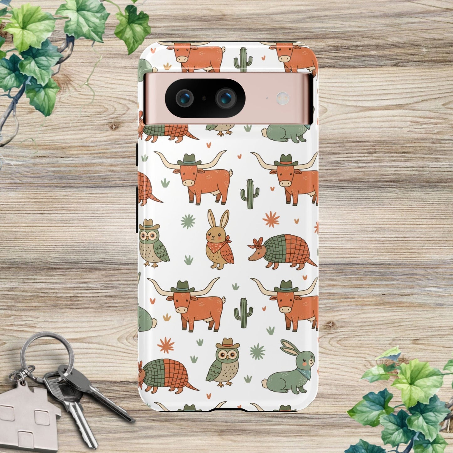 Cute Armadillo, Longhorn, Owl & Bunny Pattern-Phone Case