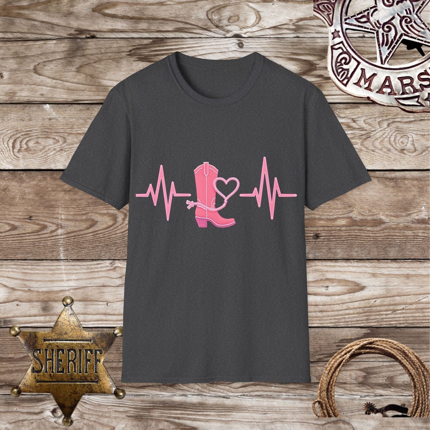Softstyle Unisex T-Shirt - Heartbeats & Cowboy Boots