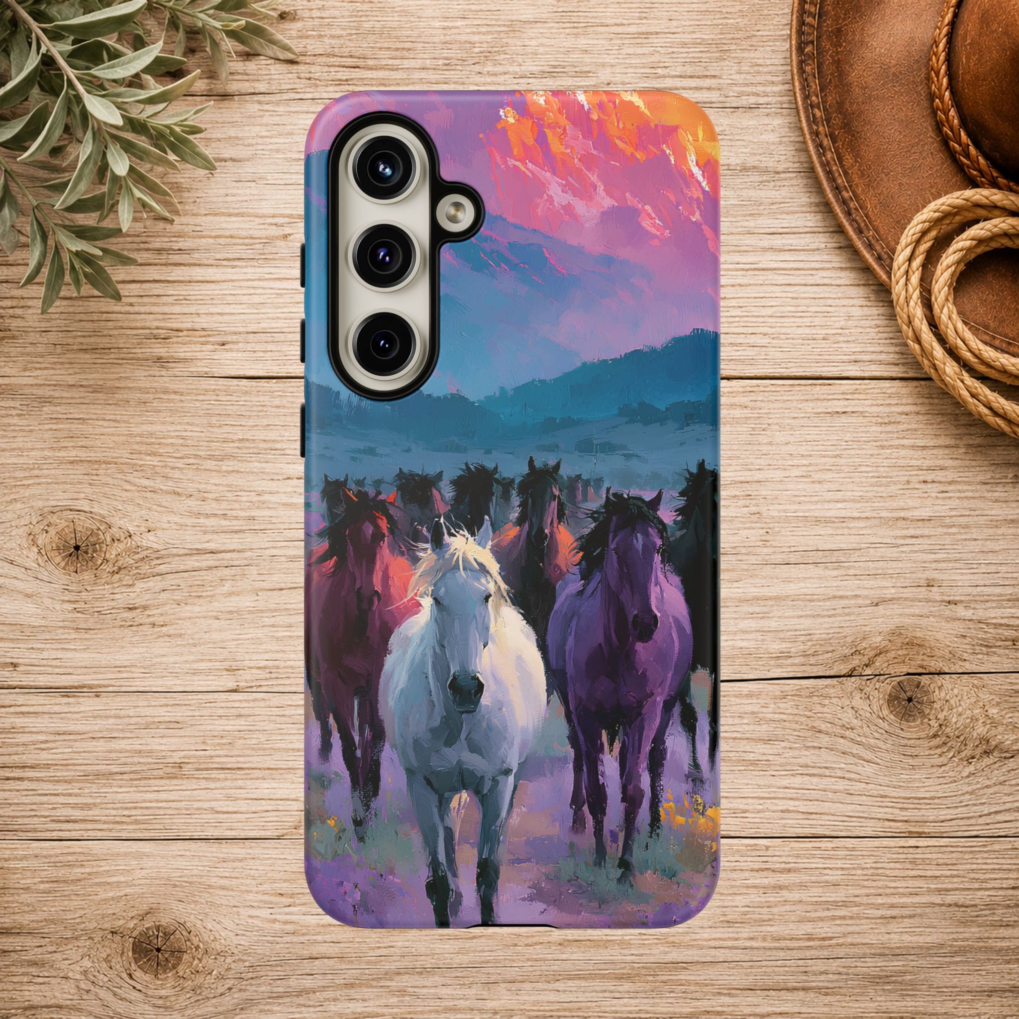 Wild Horses Sunset Mountain Phone Case