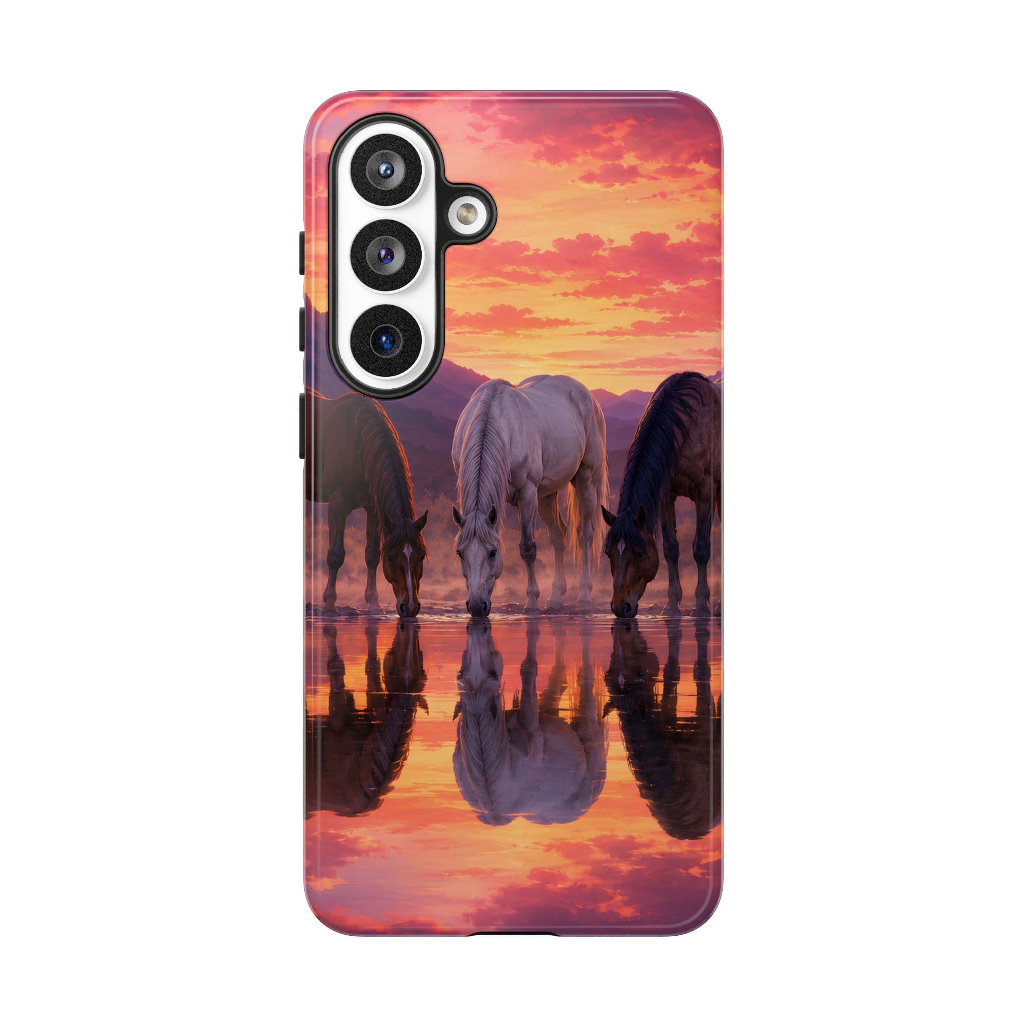 Horses at Sunset Reflection Phone Case