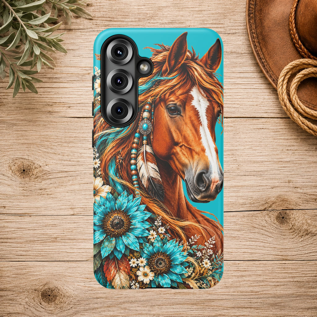 Turquoise Sunflower Horse Phone Case