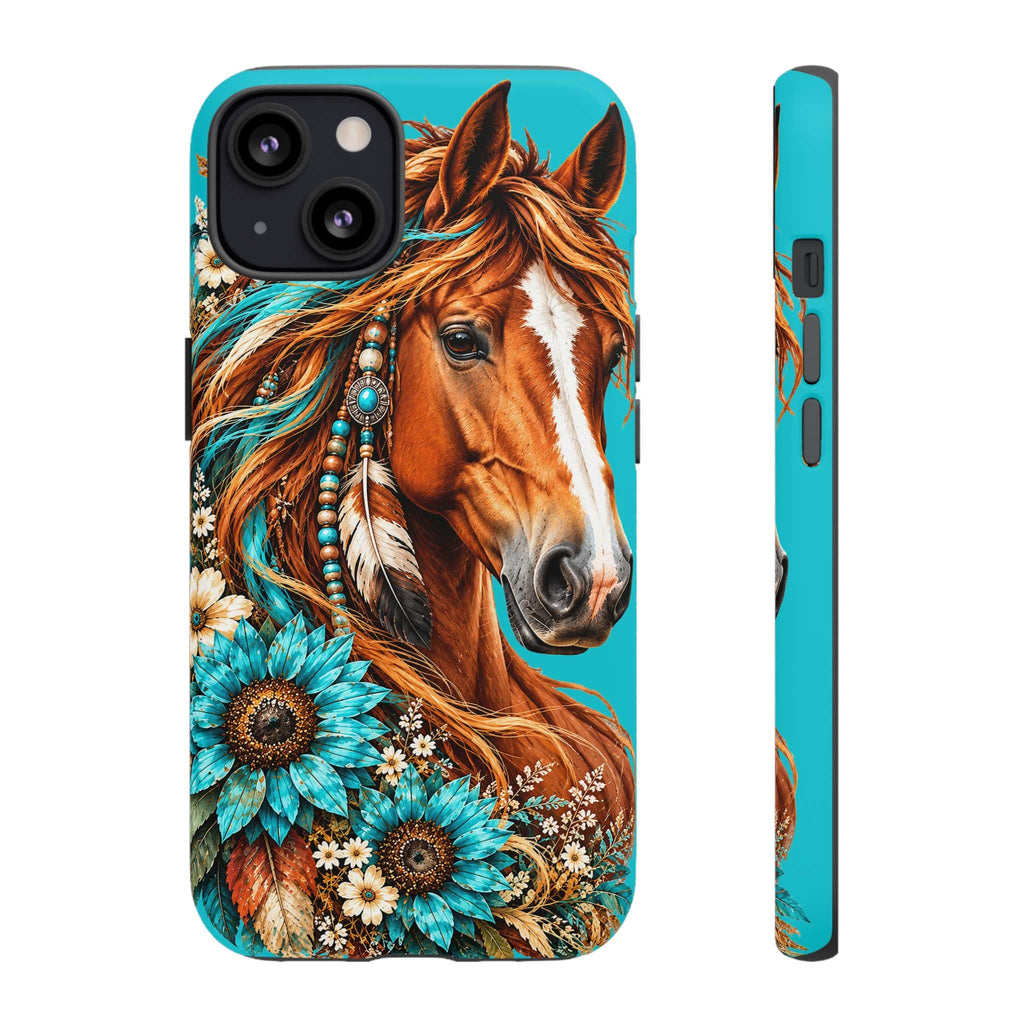 Turquoise Sunflower Horse Phone Case