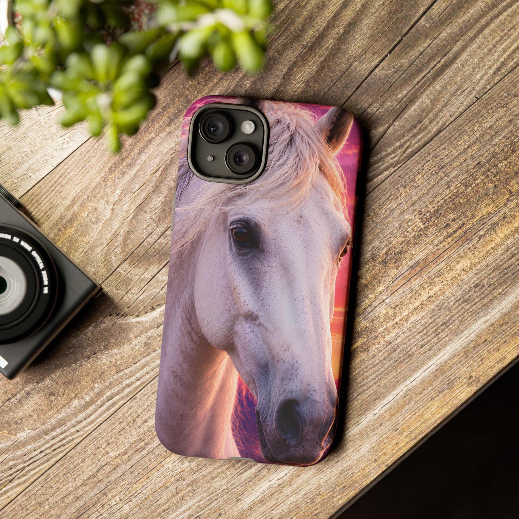 White Horse Sunset Phone Case