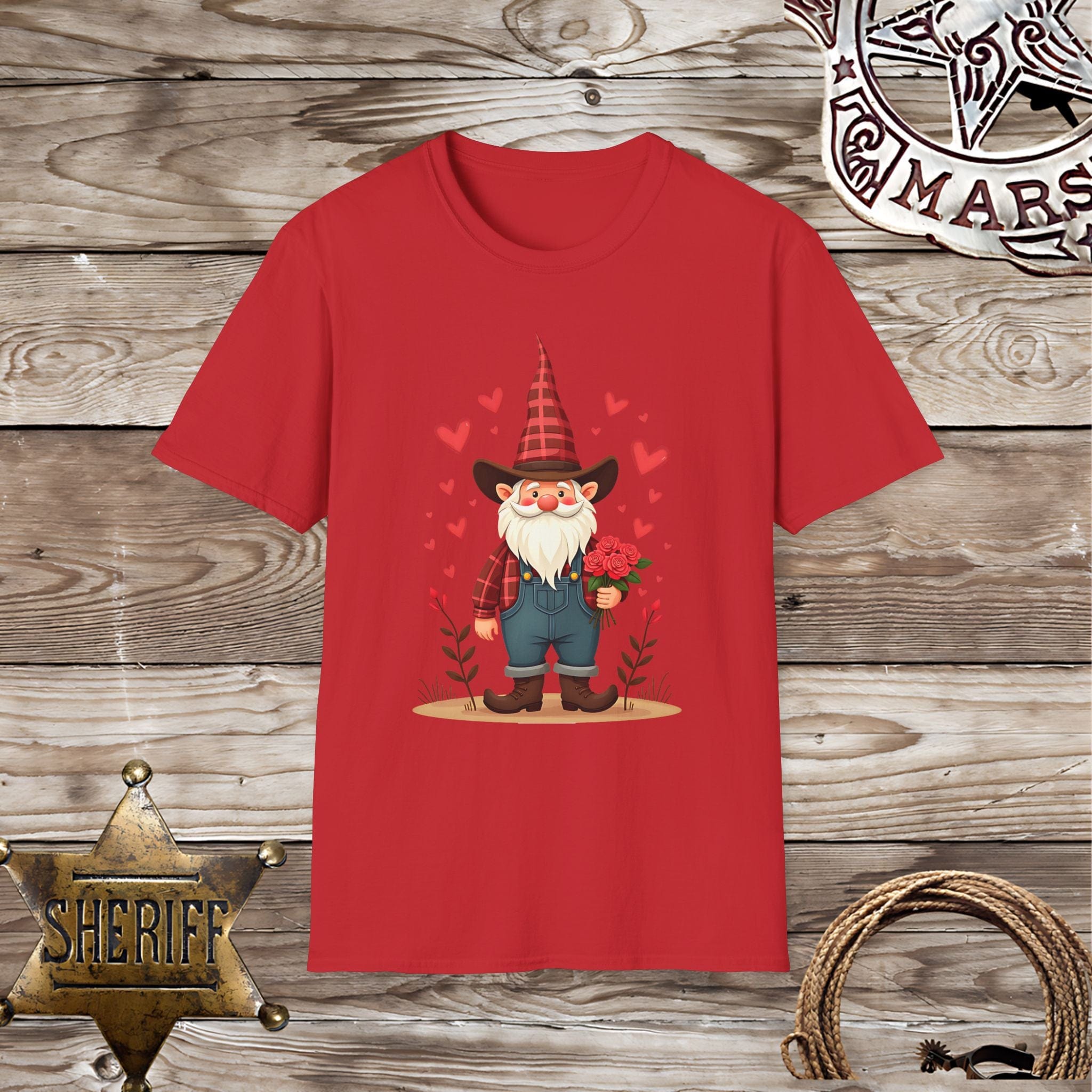 Gnome with Valentine Hearts-T-Shirt