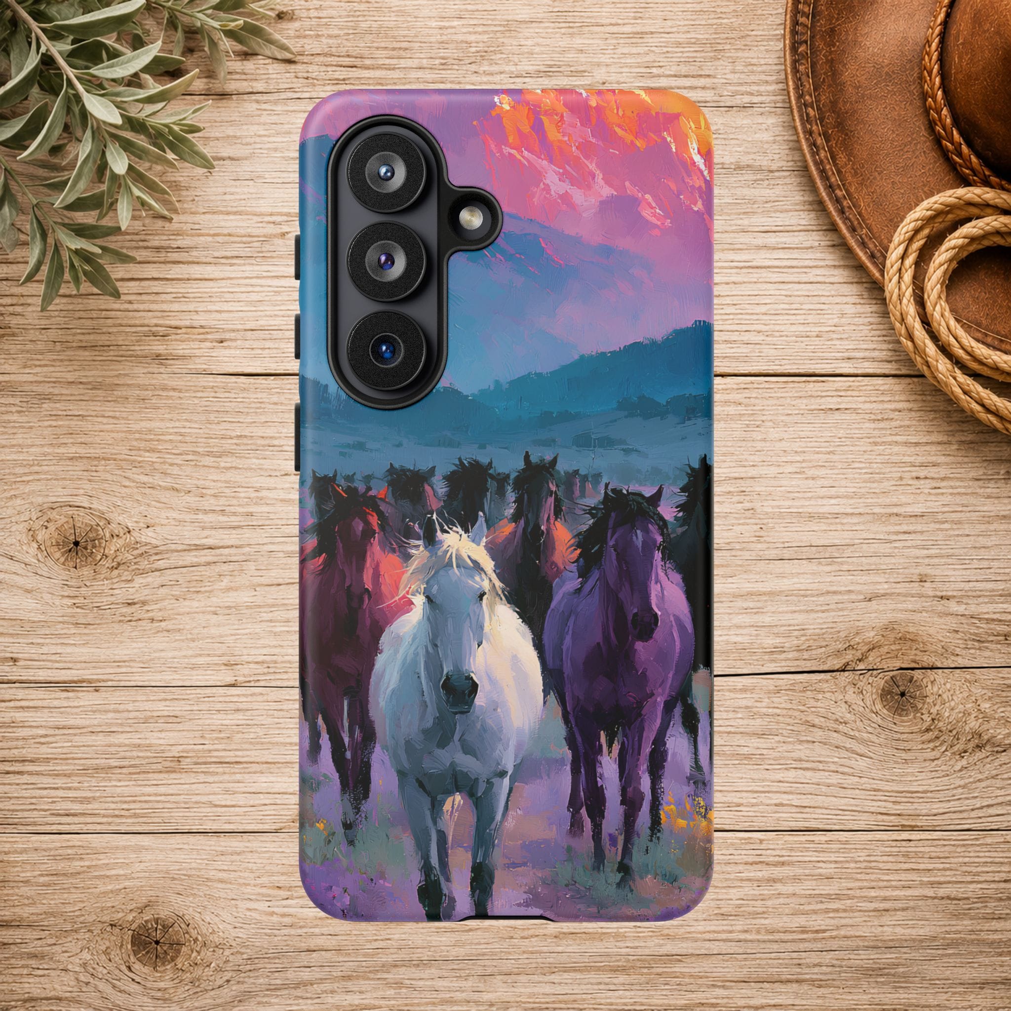 Wild Horses Sunset Mountain Phone Case