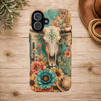 Turquoise Floral Longhorn Western Phone Case