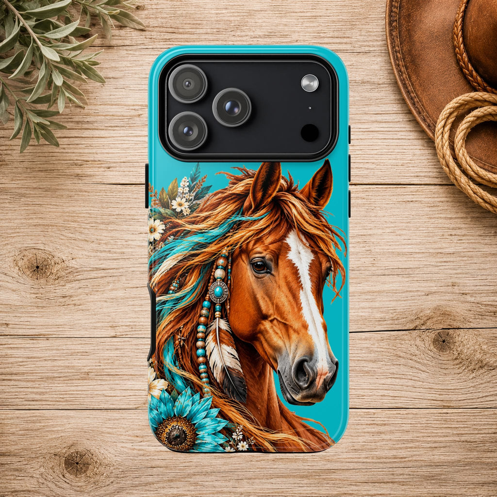 Turquoise Sunflower Horse Phone Case