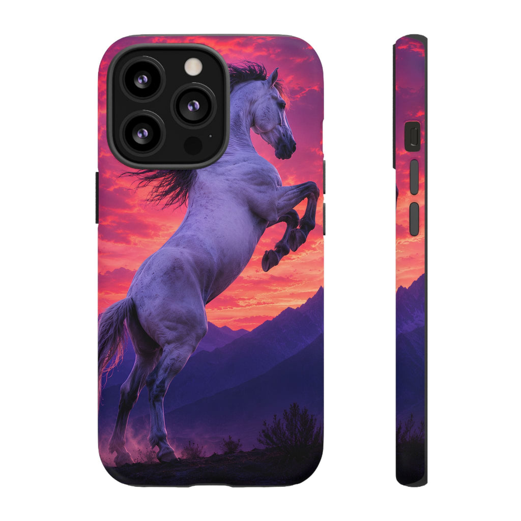 Rearing White Horse Sunset Phone Case