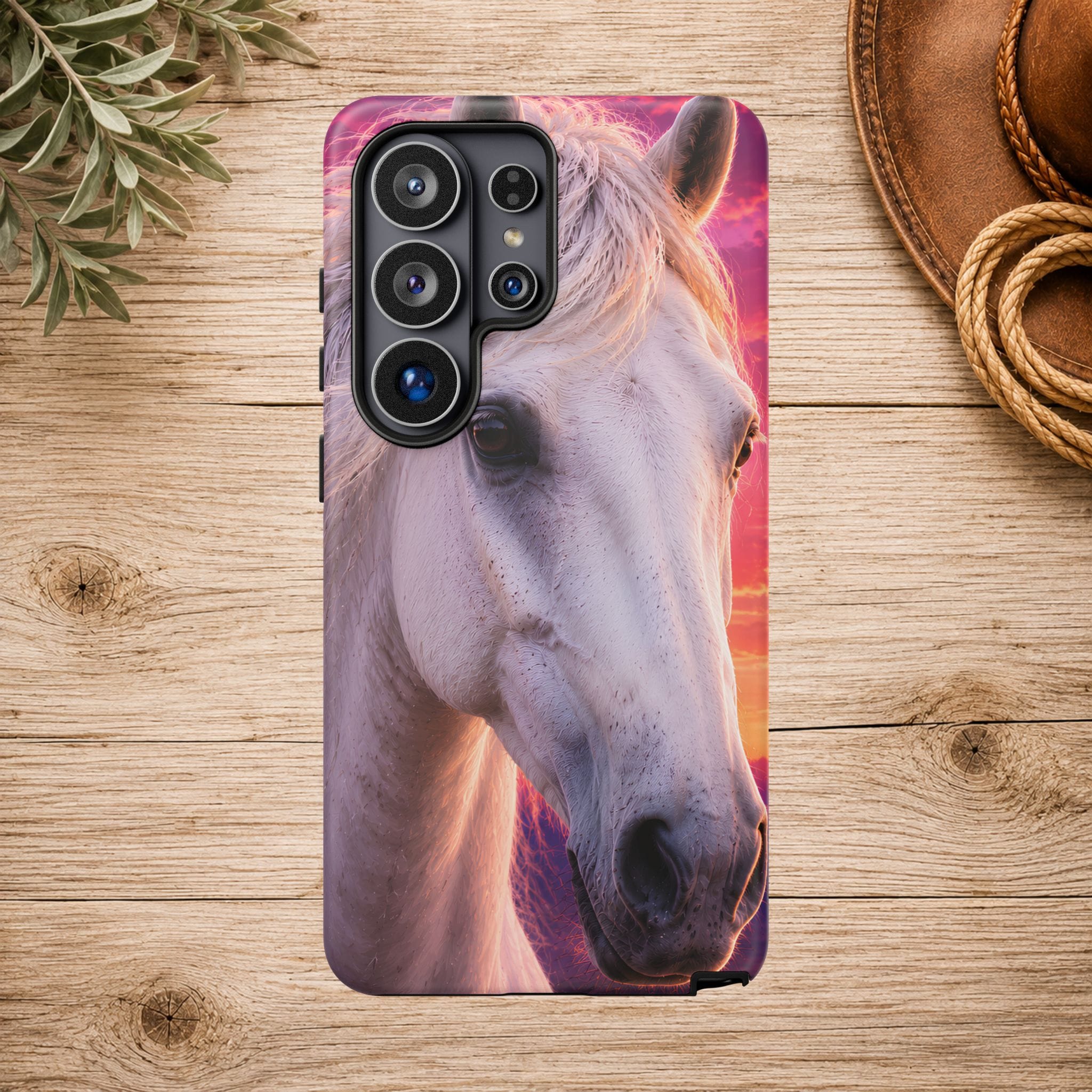 White Horse Sunset Phone Case