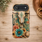 Turquoise Floral Longhorn Western Phone Case