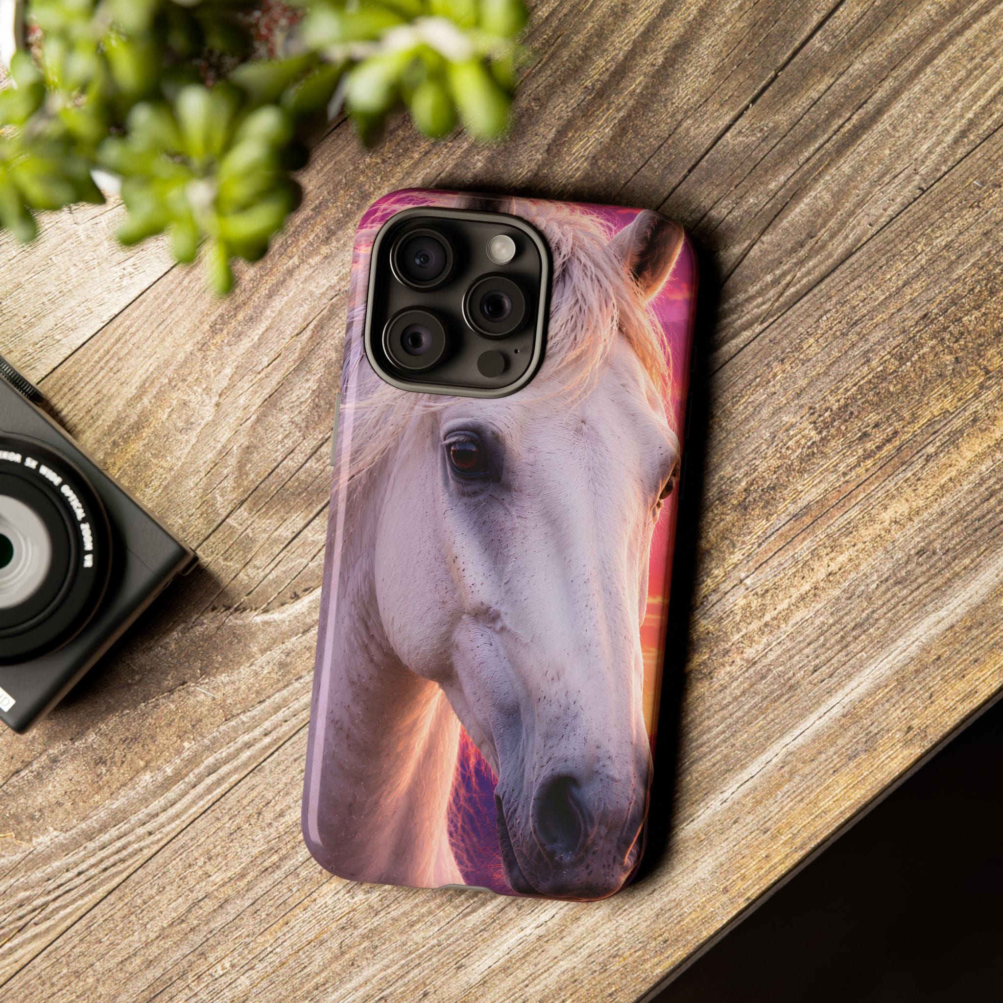 White Horse Sunset Phone Case