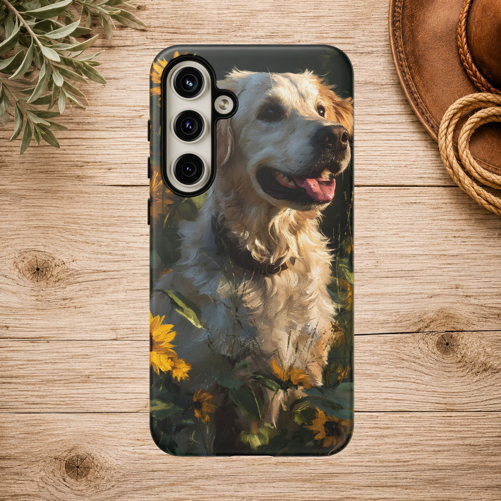 Golden Retriever Sunflower Phone Case