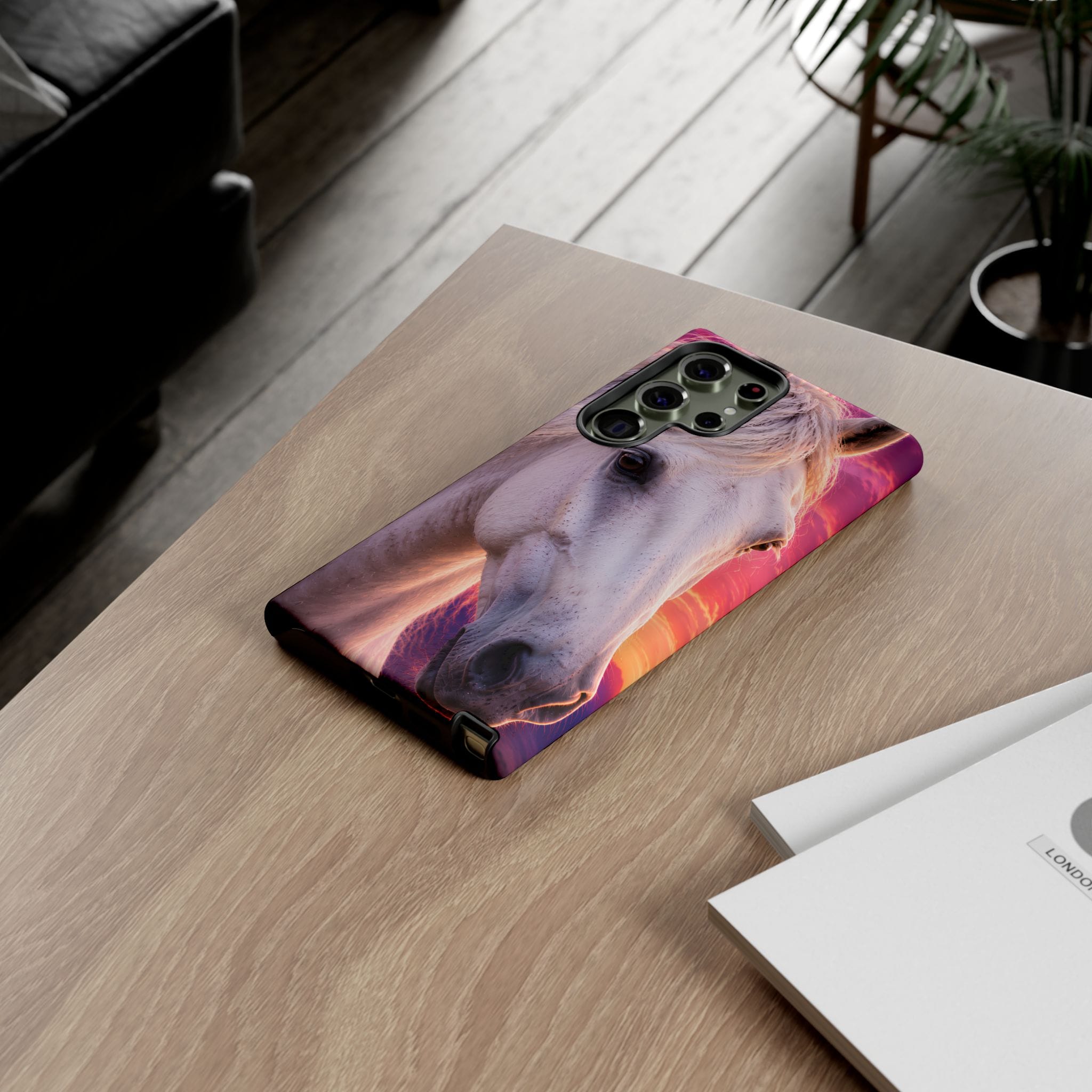White Horse Sunset Phone Case