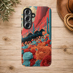 Desert Wild Horses Floral Phone Case