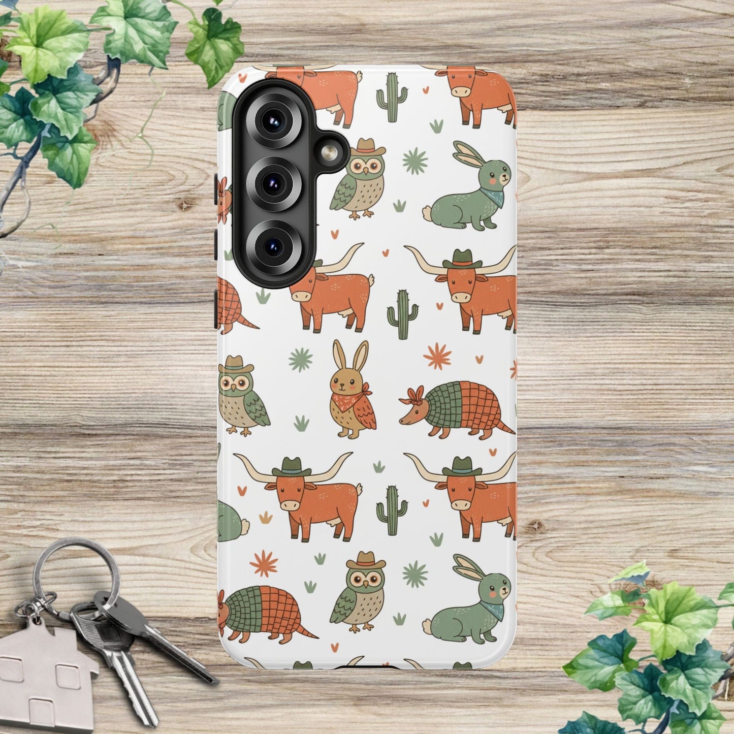 Cute Armadillo, Longhorn, Owl & Bunny Pattern-Phone Case