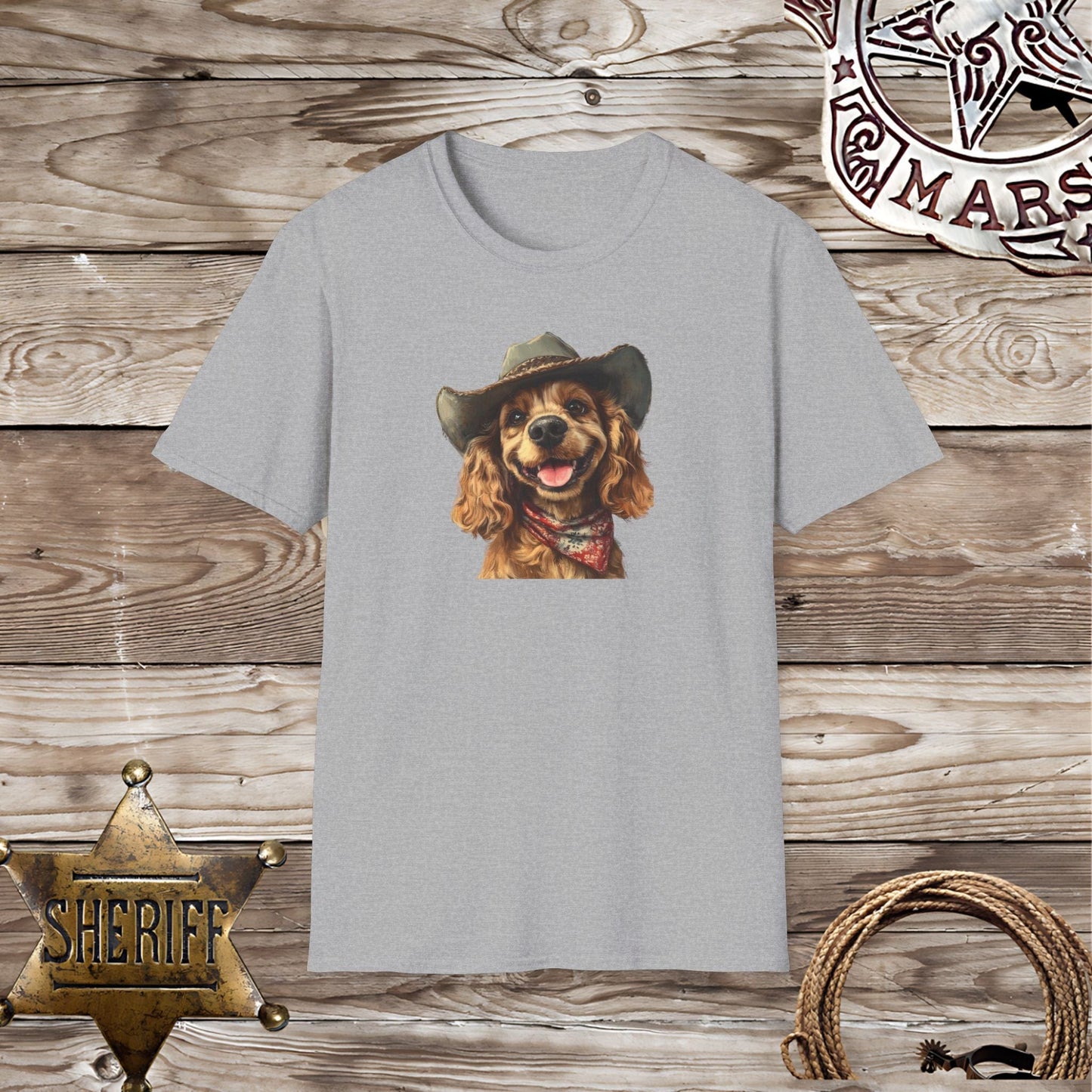 Softstyle Unisex T-Shirt Cocker Spaniel  Cowboy hat