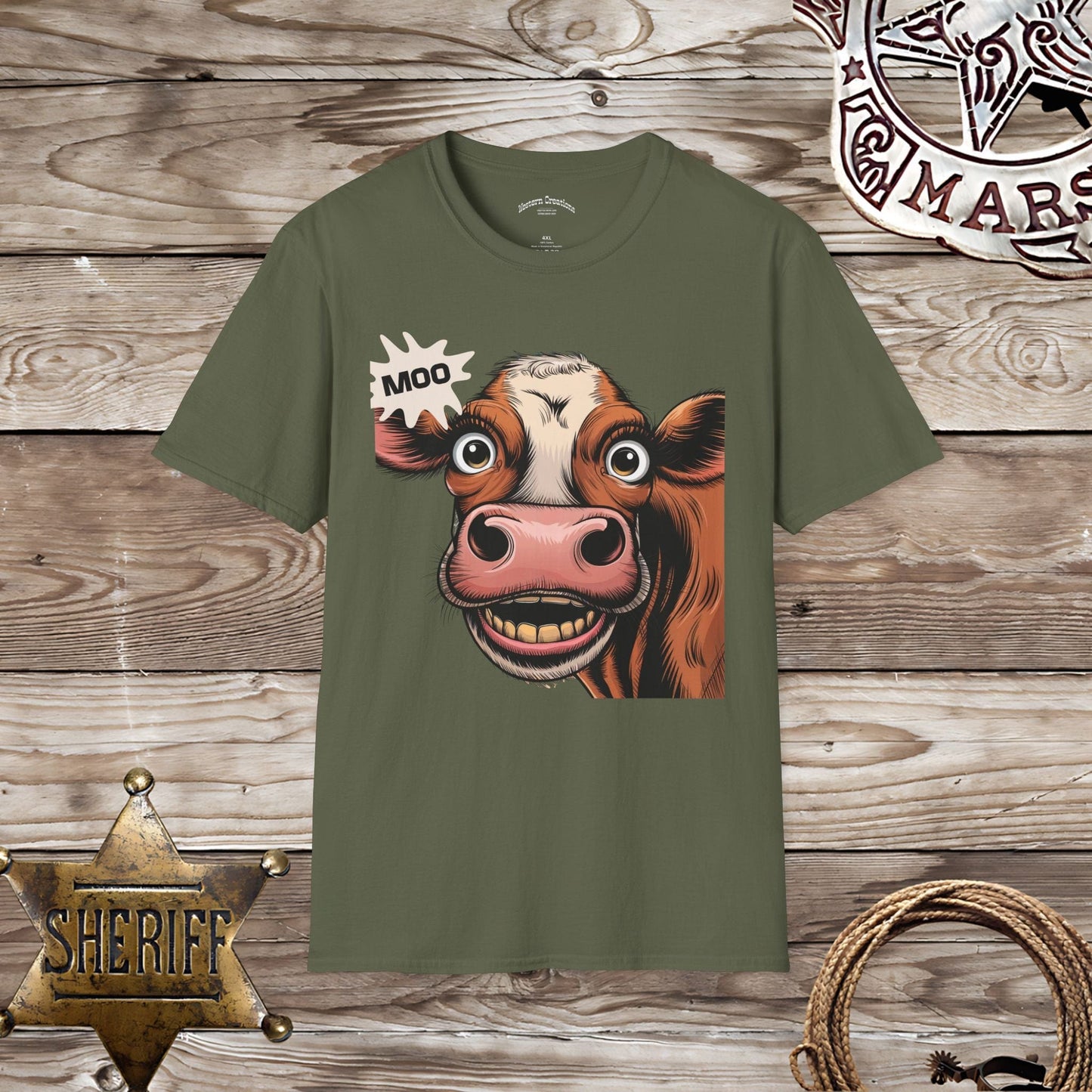 Softstyle Uniex T-Shirt- Moo says the Cow