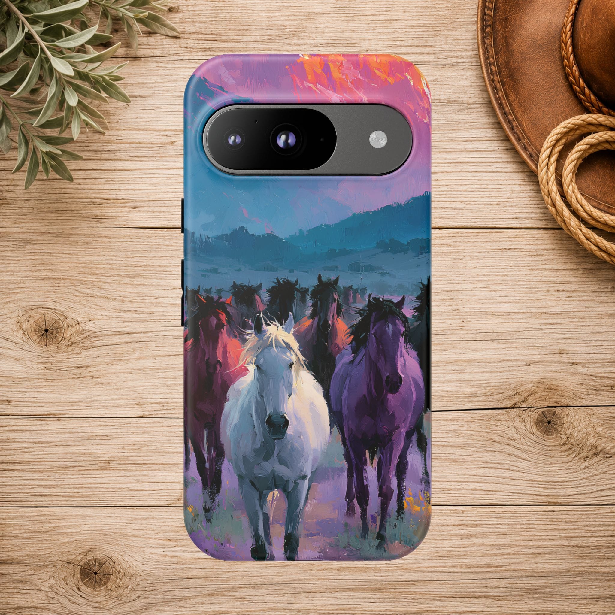 Wild Horses Sunset Mountain Phone Case