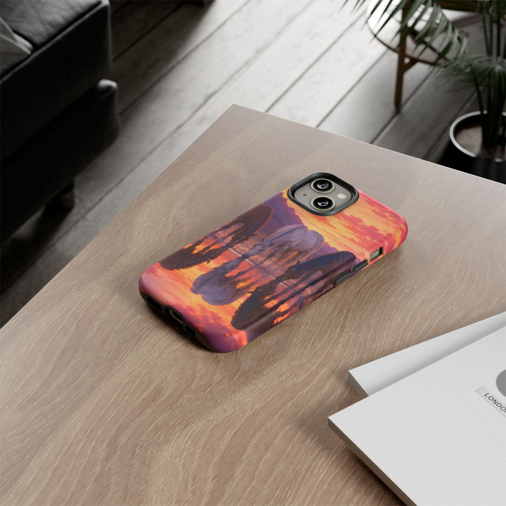 Horses at Sunset Reflection Phone Case