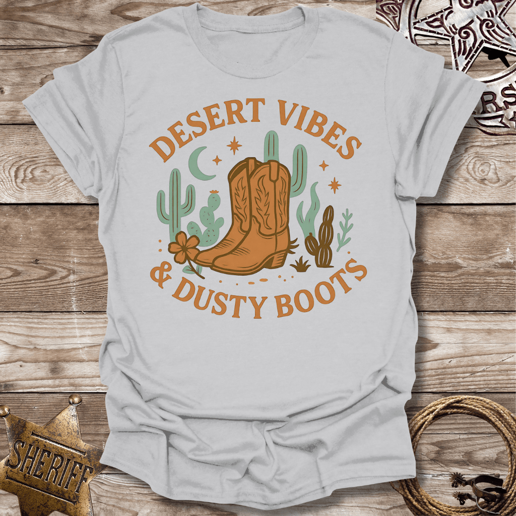 Boho Desert Vibes with Dusty Boots-T-Shirt