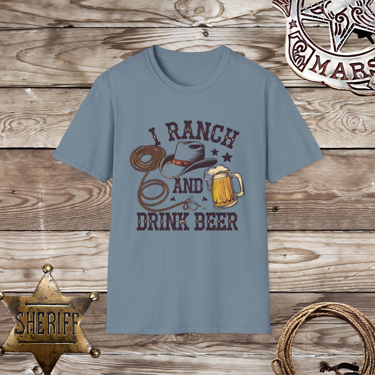 Softstyle Unisex T-Shirt-Ranch and Drink Beer