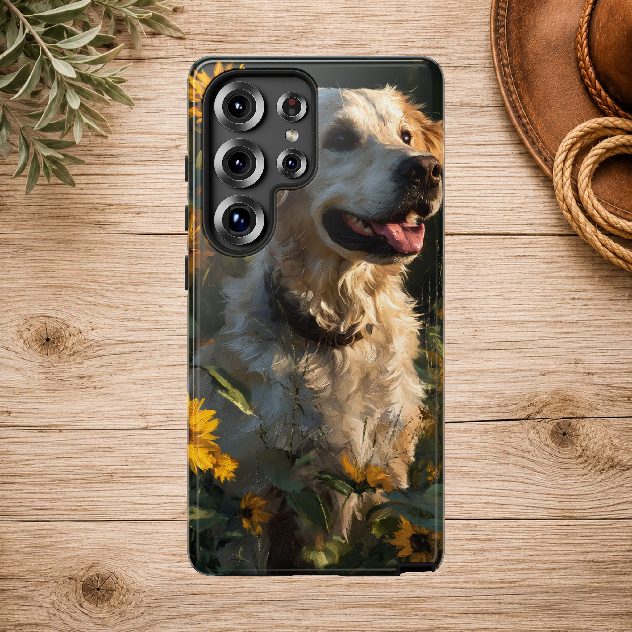 Golden Retriever Sunflower Phone Case