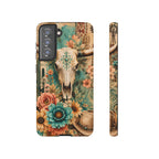 Turquoise Floral Longhorn Western Phone Case