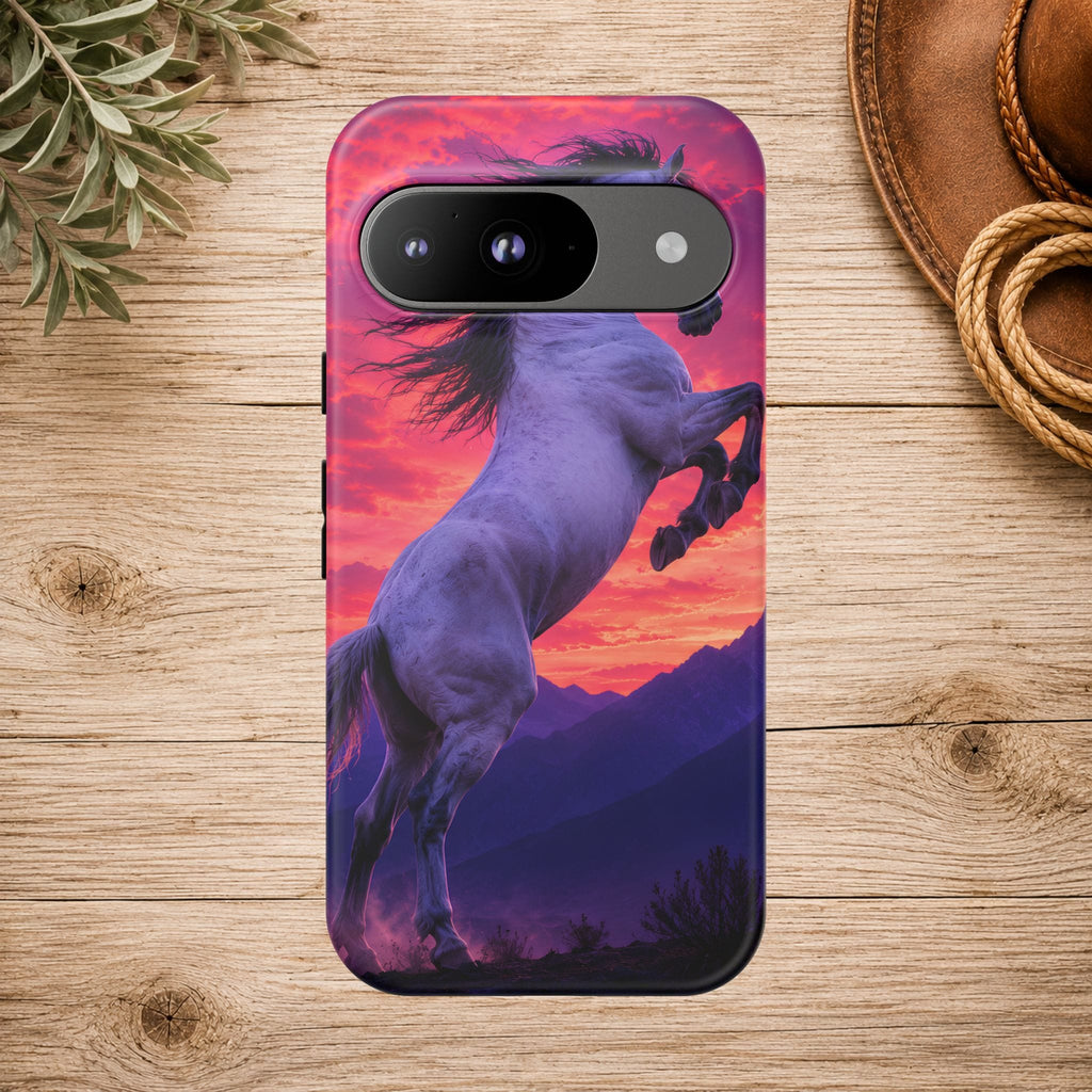 Rearing White Horse Sunset Phone Case