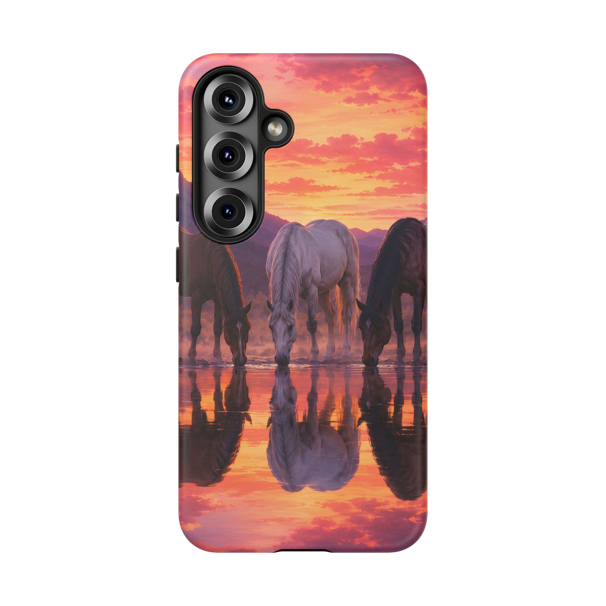 Horses at Sunset Reflection Phone Case
