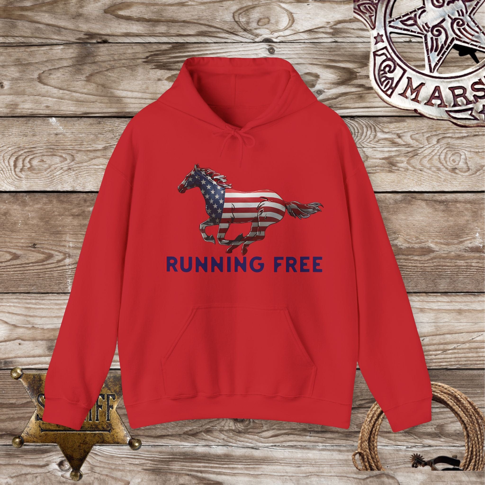 Patriotic Horse Hoodie - Running Free,