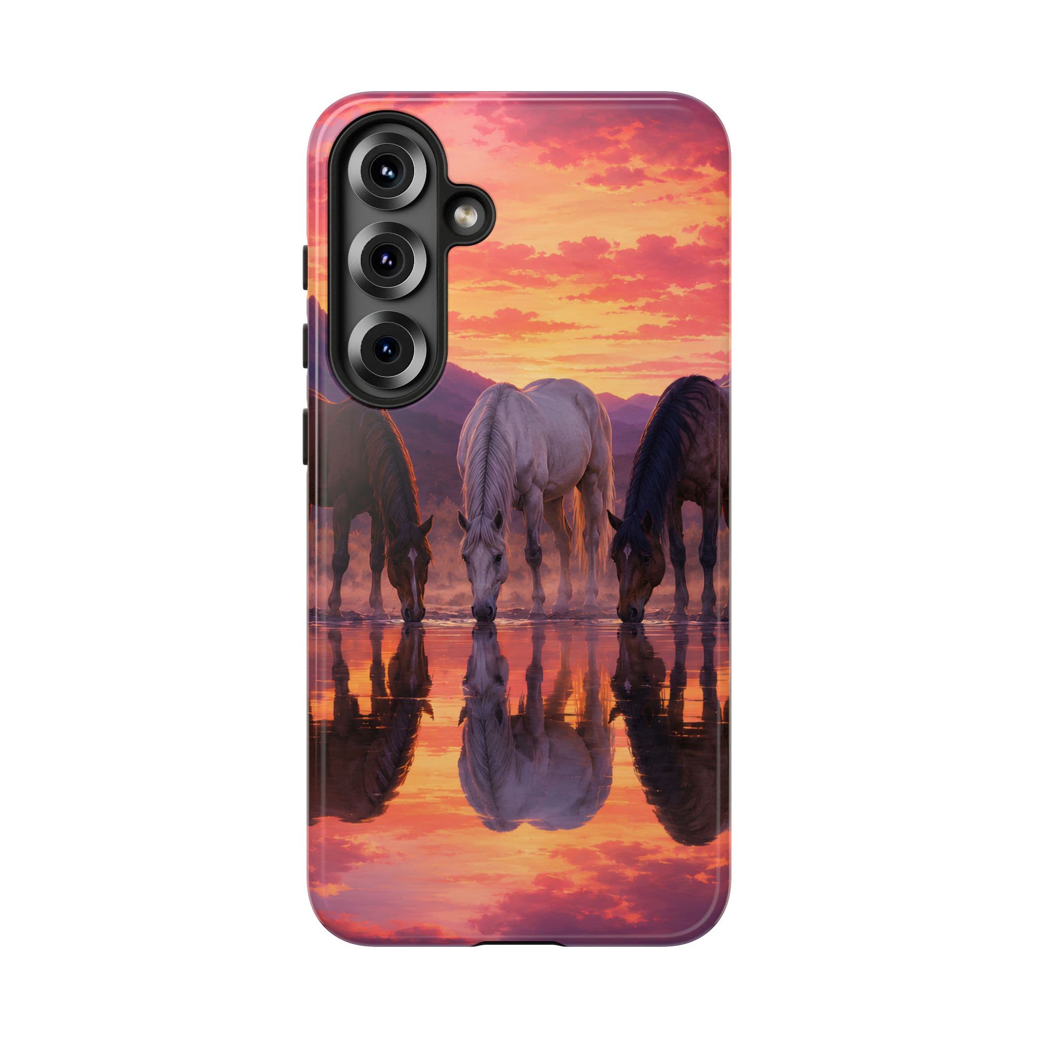 Horses at Sunset Reflection Phone Case