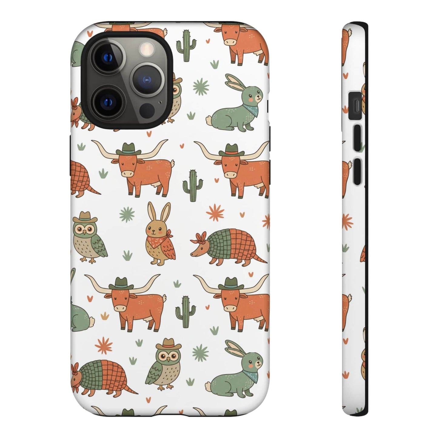 Cute Armadillo, Longhorn, Owl & Bunny Pattern-Phone Case