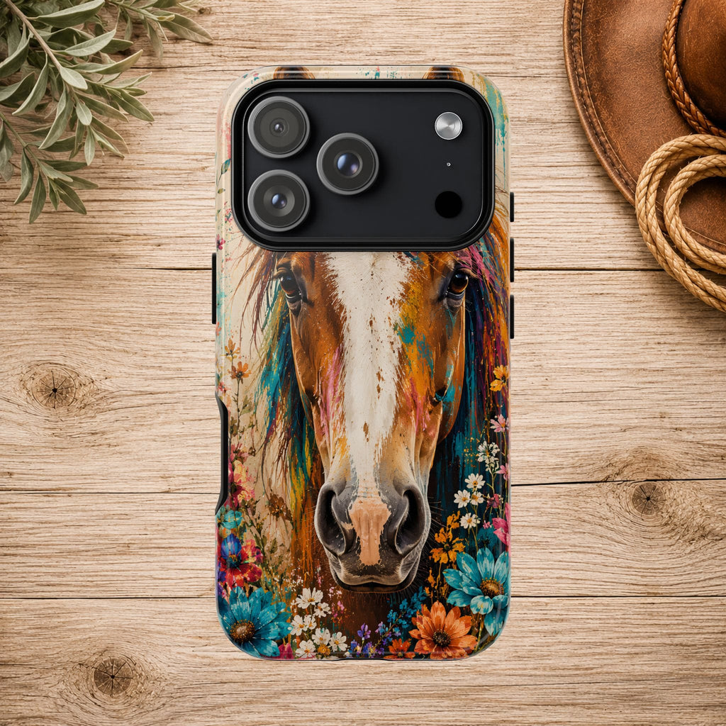 Boho Wildflower Horse Phone Case