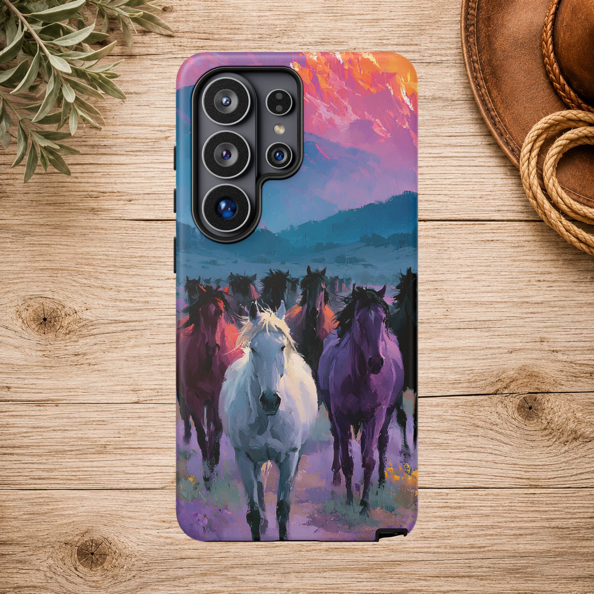 Wild Horses Sunset Mountain Phone Case