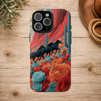 Desert Wild Horses Floral Phone Case