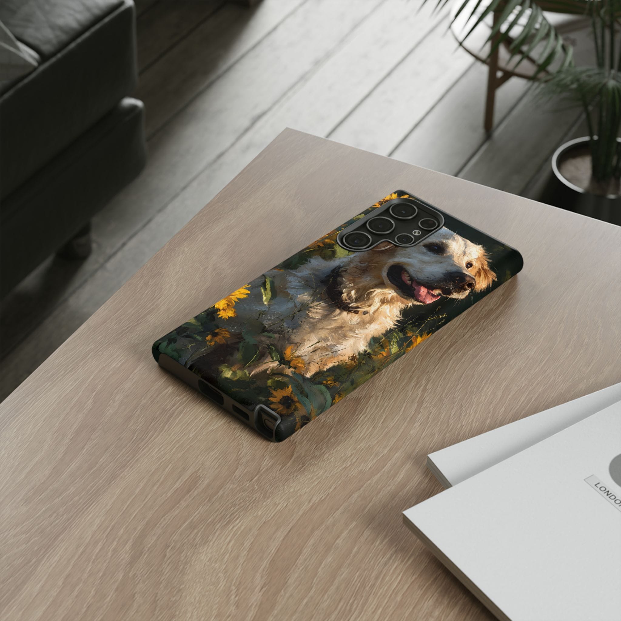 Golden Retriever Sunflower Phone Case