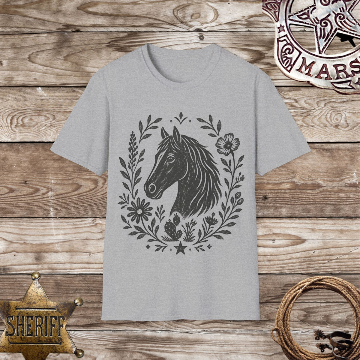 Horse Portrait Floral Tee