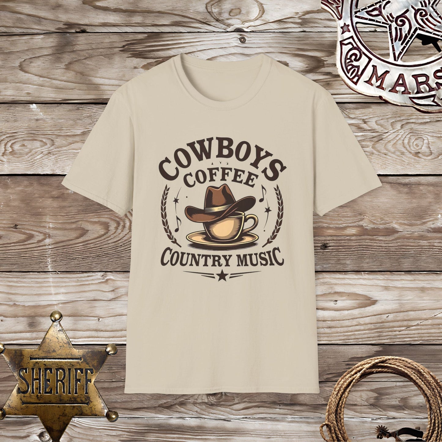 Softstyle Unisex T-Shirt -Cowboy Coffee Country Music