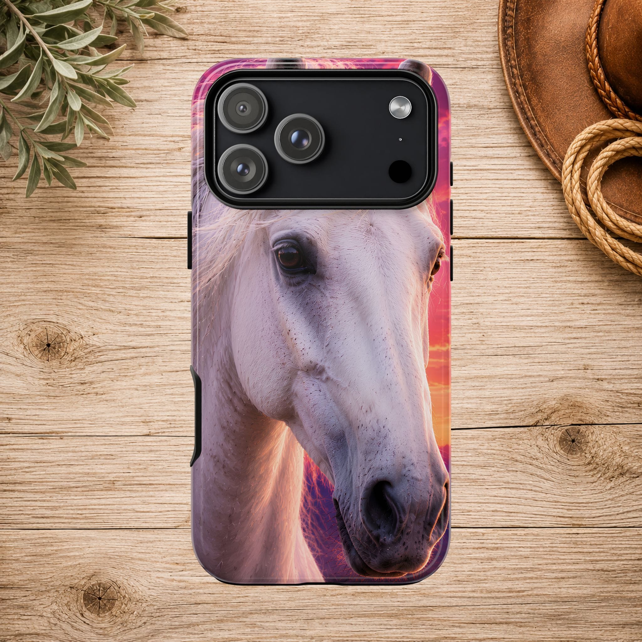 White Horse Sunset Phone Case