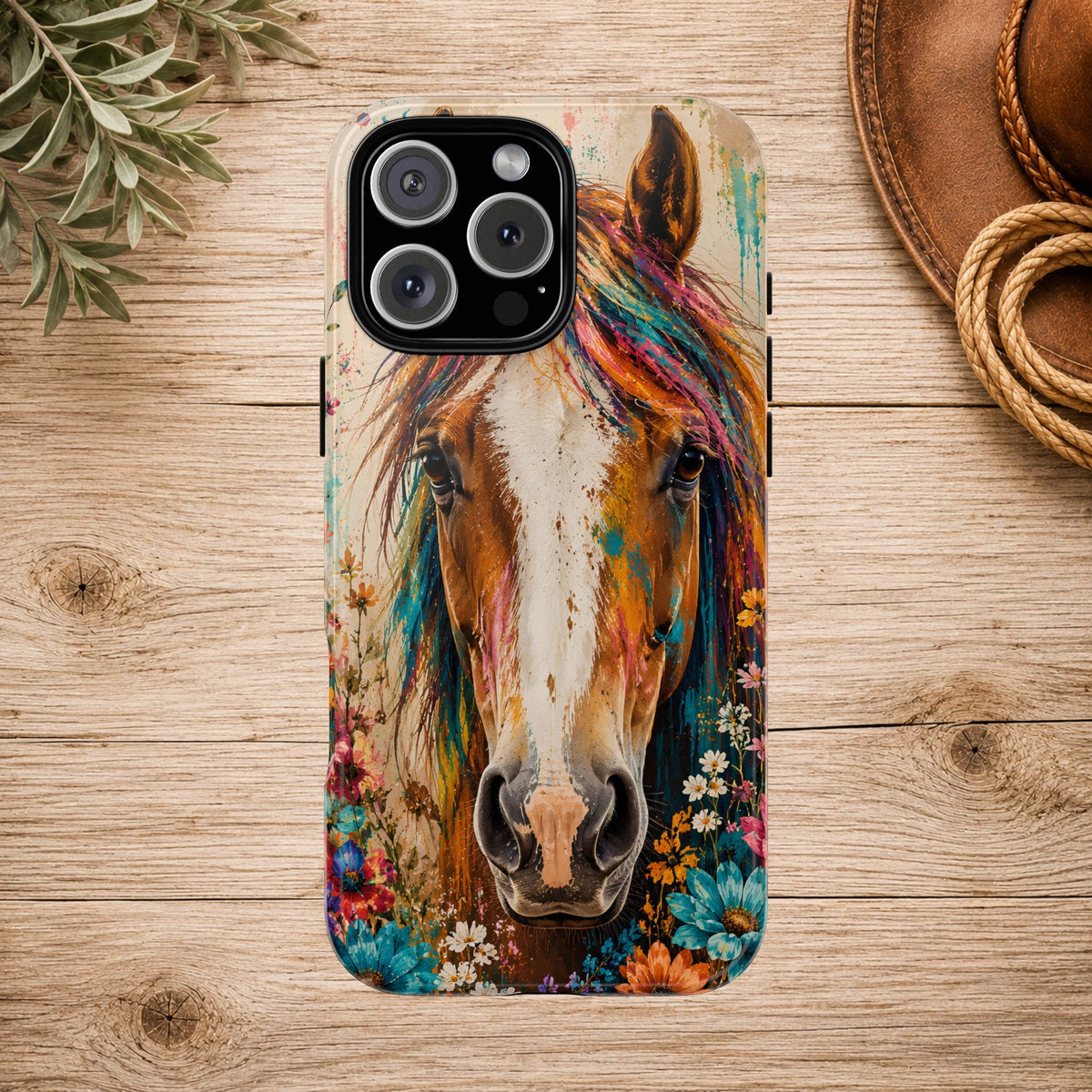 Boho Wildflower Horse Phone Case