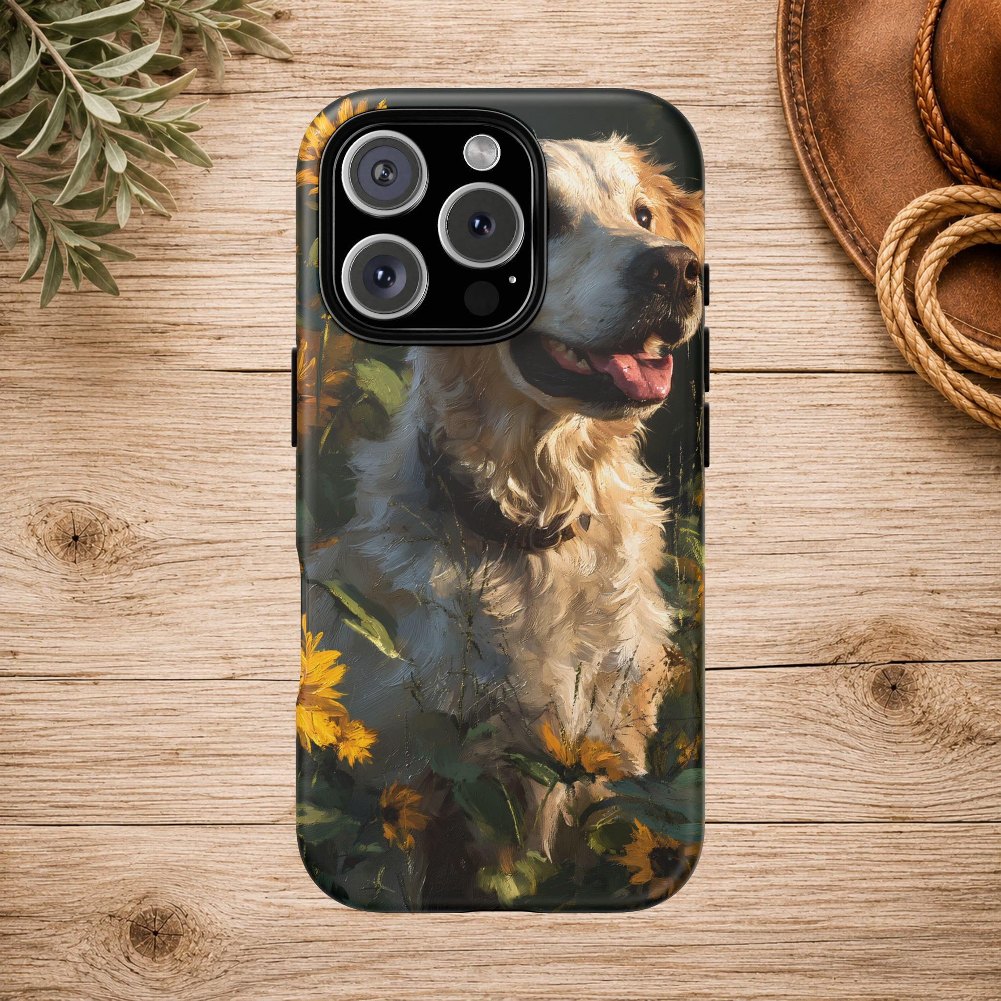 Golden Retriever Sunflower Phone Case