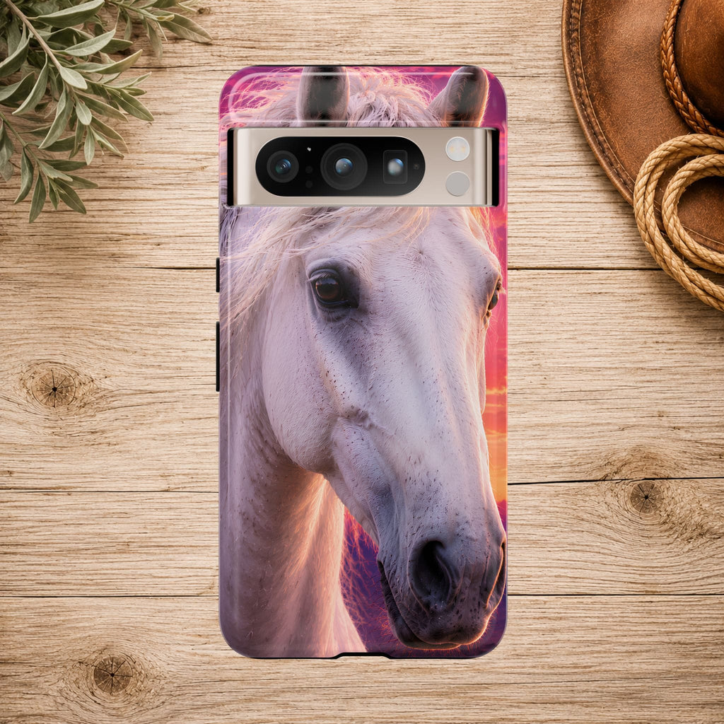 White Horse Sunset Phone Case