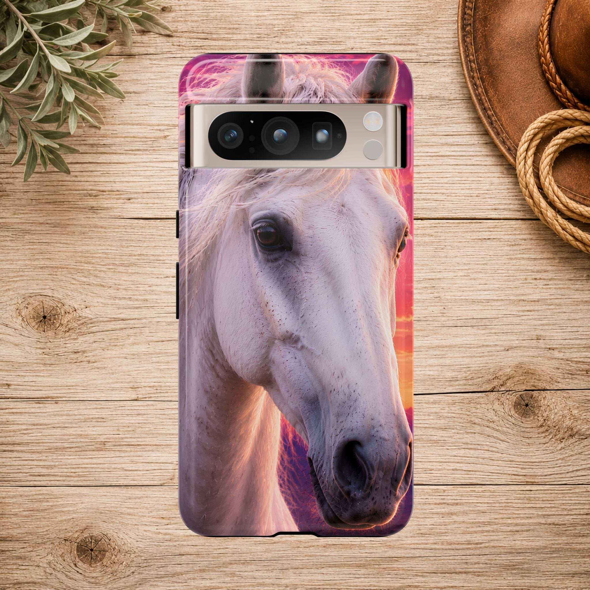 White Horse Sunset Phone Case