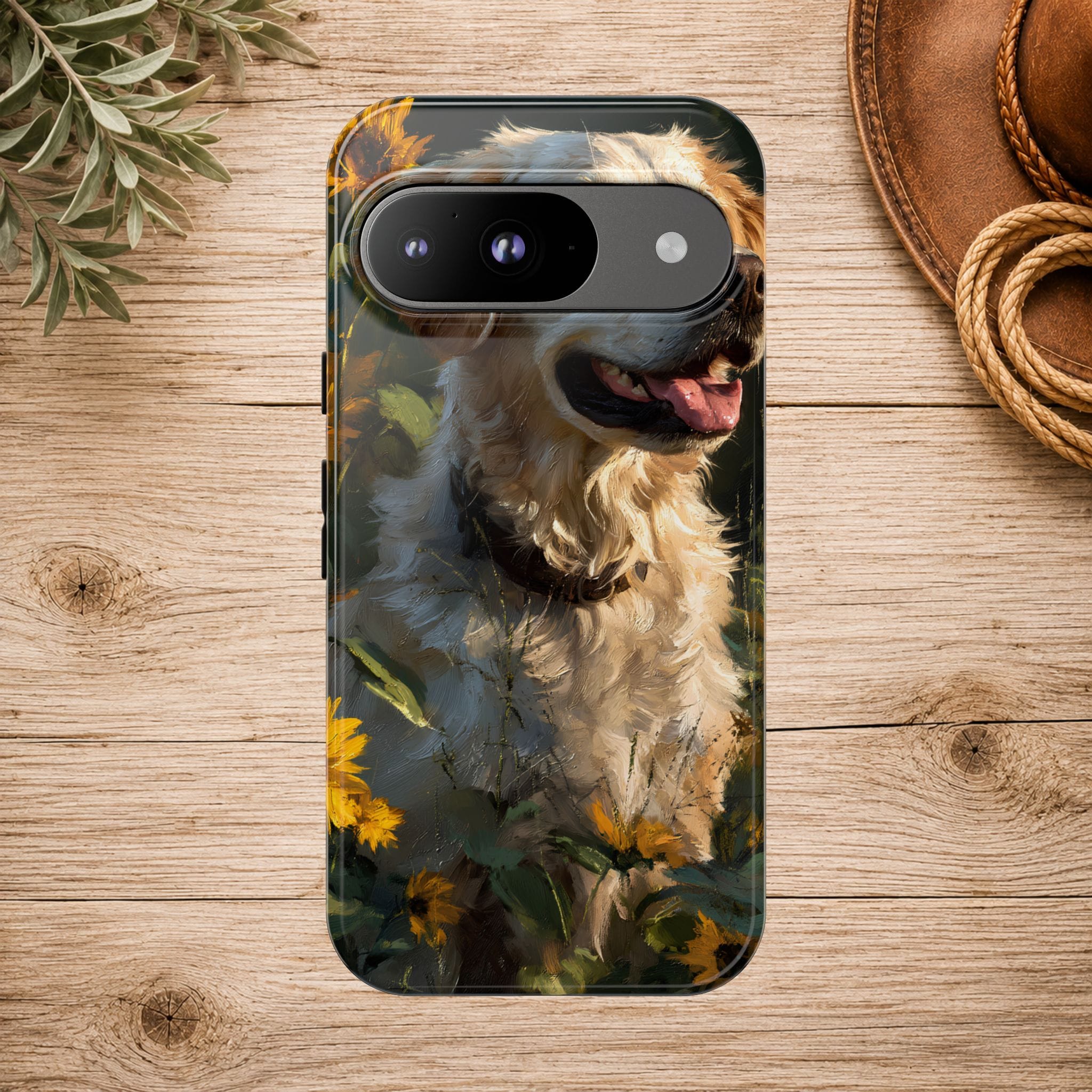 Golden Retriever Sunflower Phone Case