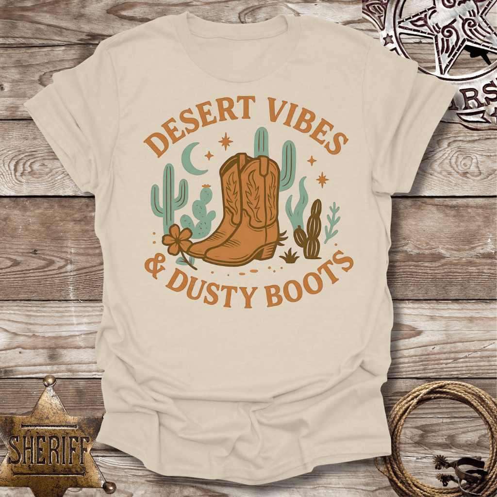 Boho Desert Vibes with Dusty Boots-T-Shirt