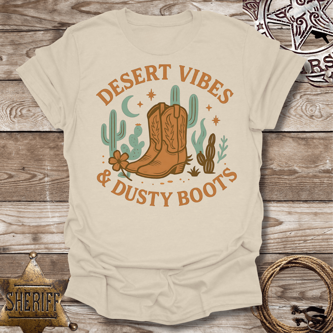 Boho Desert Vibes with Dusty Boots-T-Shirt