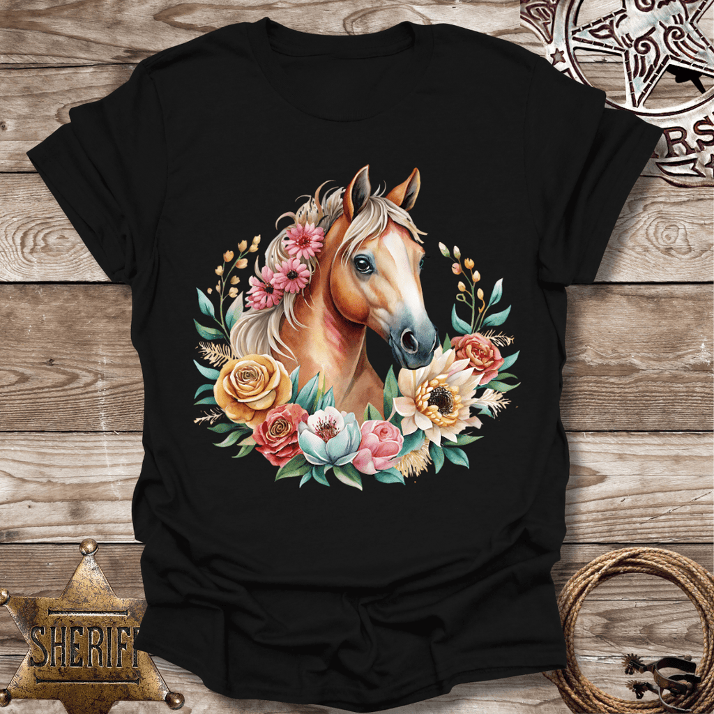 Blonde Floral Horse T-Shirt,