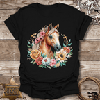 Blonde Floral Horse T-Shirt,
