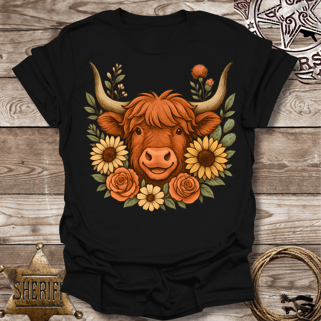 Highland Cow Floral T-Shirt