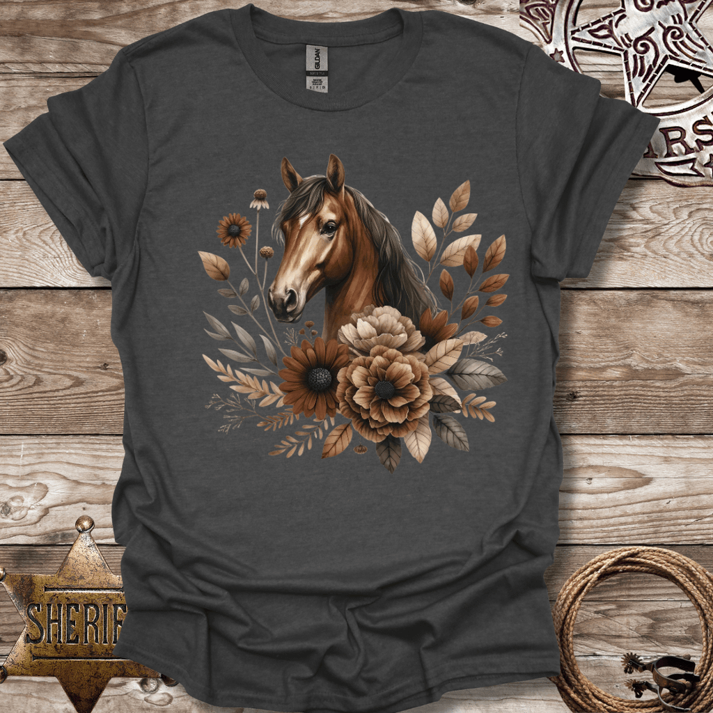 Floral Horses Head T-Shirt
